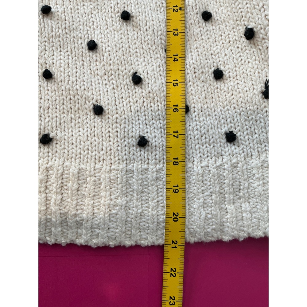 ULLA JOHNSON Womens Adalene Cream Black Pom Pom Puff Sleeve Cotton Sweater Sz M - Picture 9 of 11
